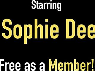 brunette sophie dee squirts hard solo dildo fuck