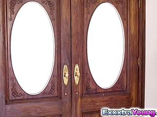 tiny alexia gold stuffs big dildo then bangs monster cock facial group