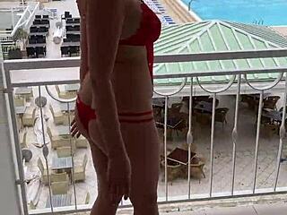 lisa flashes lingerie tattoo balcony tease
