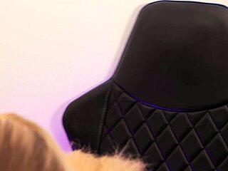 Red-lipsticked beauty seductively sucks and teases her finger solo