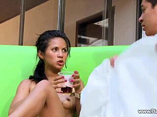 laura and husband swing hard at the bar