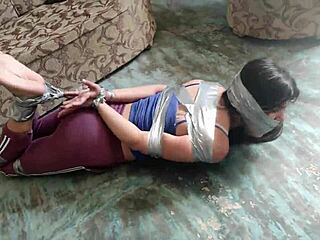 Boyfriend's Stepsis Hogties Barefoot Bondage Girl