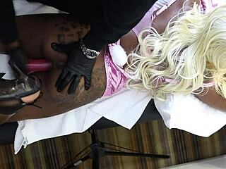 sindareler screams to orgasm on desk with dildo vibrator fingering big pussy lips at hospital midnight