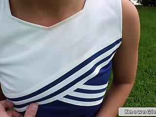 Busty Cheerleader Flashes Big Tits Boobs Outdoor Public Hardcore Fuck