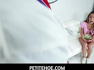 Petite Teen Mackenzie Mace Humps Doctor's Big Cock Hard