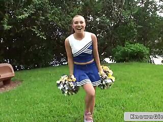 Busty Cheerleader Flashes Big Tits Boobs Outdoor Public Hardcore Fuck