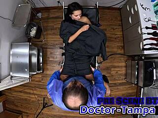 dr tampa chokes zombae backstage in latex gloves for deepthroat slave creampie