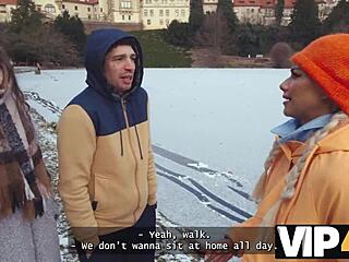 vip4k innocent couple learns wild threesome by the lake