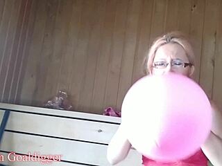 sissy balloon slut trains in sauna lingerie blowjob?