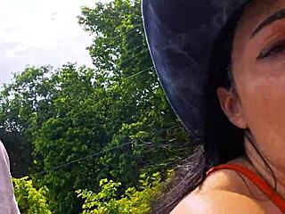 busty exhibitionist milf fucked doggystyle on abandoned bridge