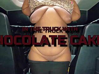 ebony milf shakes chocolate cakes in truck