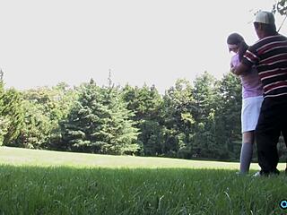 she strips naked on golf course for rough pounding