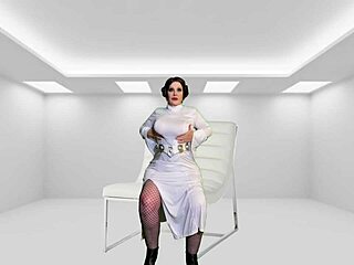 Granny Princess Leia Fingers Fat Pussy to Gushing Cum in Cosplay!