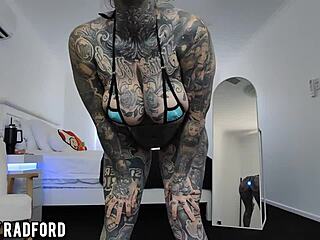 curvy milf tries on bikinis with huge fake tits and led buttplug