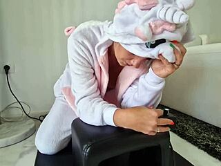 milf in unicorn costume squirts riding sybian vibrator hard