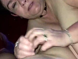 French Chienne Marie Sucks Group Cocks in Night Club