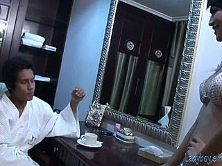 Thai Shemale's Steamy Soapy Massage Turns Erotic