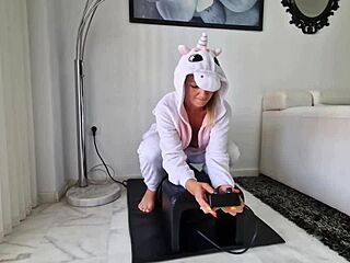 milf in unicorn costume squirts riding sybian vibrator hard