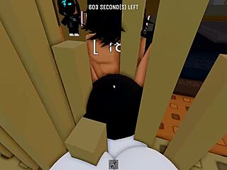 Petite goth girl pounded hard in roblox threesome blowjob pussy fuck