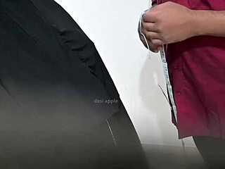 tailor measures hijab lady's big tits and ass wrong