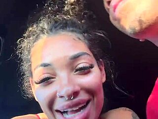 Curly Babe Deepthroats Monster Cock in Car