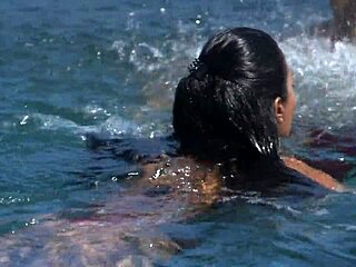 Dee Williams massages poolside before interracial outdoor pussy pounding