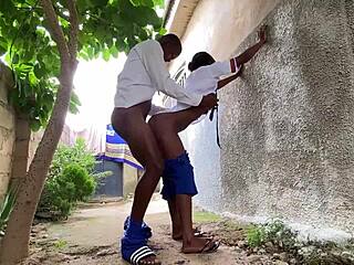 Black Big Cock Boyfriend Fucks Petite Classmate Backyard