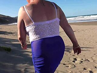 Trashy Kiwi milf walks beach in see-through then creampie fucked publicly - disgrace?