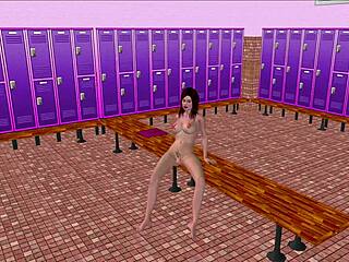 Beautiful shemale showers seductive pose locker room 3d hentai