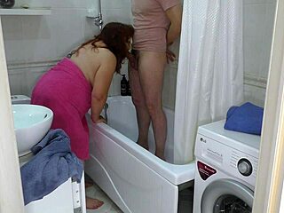 Mature Milf Washes Cock Blowjob Then Bathroom Anal!