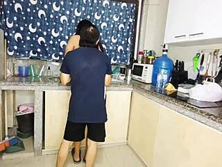 stepdad's kitchen fuck squirts stepdaughter's tight pussy!