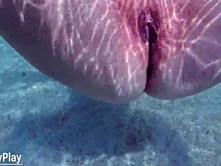 close up mature shaved pussy creampie underwater cum fills juicy tight hole squirting