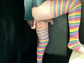 curvy latina escort pegs boyfriend's ass deep with strapon till he explodes
