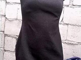 Hey sexy pinay teen shoves huge dildo deep solo construction site