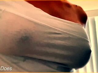 Amateur Wife Displays Massive Amazing Tits in Braless Soaked Homemade Shirt Voyeur