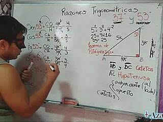 nerdy asian student teacher with brown eyes try bedroom triangle at 53 degrees