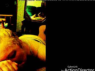 imagine big tits blonde slut's lipstick blowjob and handjob cumshot