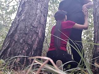 we hid from rain under tree for steamy lesbian sex to warm up 🌳💦👭