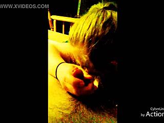 imagine big tits blonde slut's lipstick blowjob and handjob cumshot