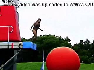 Pretty Danish Bikini Girls Slip in Pool Wipeout Fun