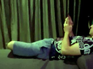 damn my husband watches as this muscular stud fucks me suspended in trio