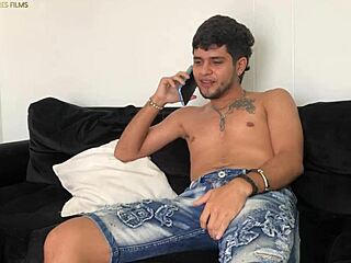 stepsis milks my big cock while i phone chat - spanish dirty talk
