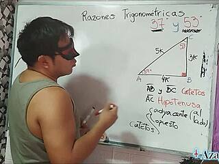 nerdy asian student teacher with brown eyes try bedroom triangle at 53 degrees