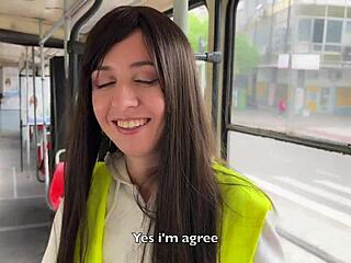 Bus conductor fucks cute stranger rough outdoors