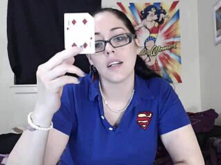 You lose at cards to this jeans nerd goddess, and she rips your clothes punishing striptease!