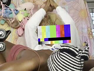 Petite midget takes monster BBC on sofa 🔥🍆