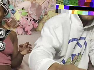 Petite midget takes monster BBC on sofa 🔥🍆