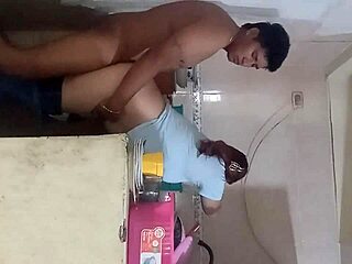 cute latina neighbor squirts huge on cock in kitchen