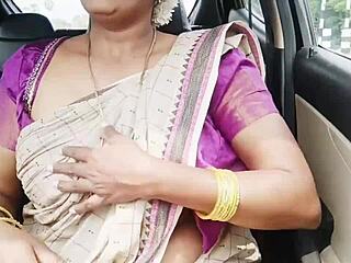 aunty's big saree boobs bounce for son-in-law's dirty telugu fuck