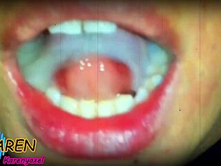 karen swirls huge cum load on tongue in slow motion